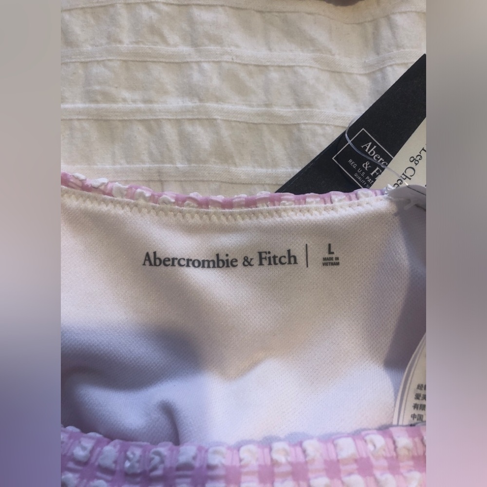 NWT Abercrombie & Fitch Pink Gingham Curve Love Bikini size Large - Picture 7 of 16